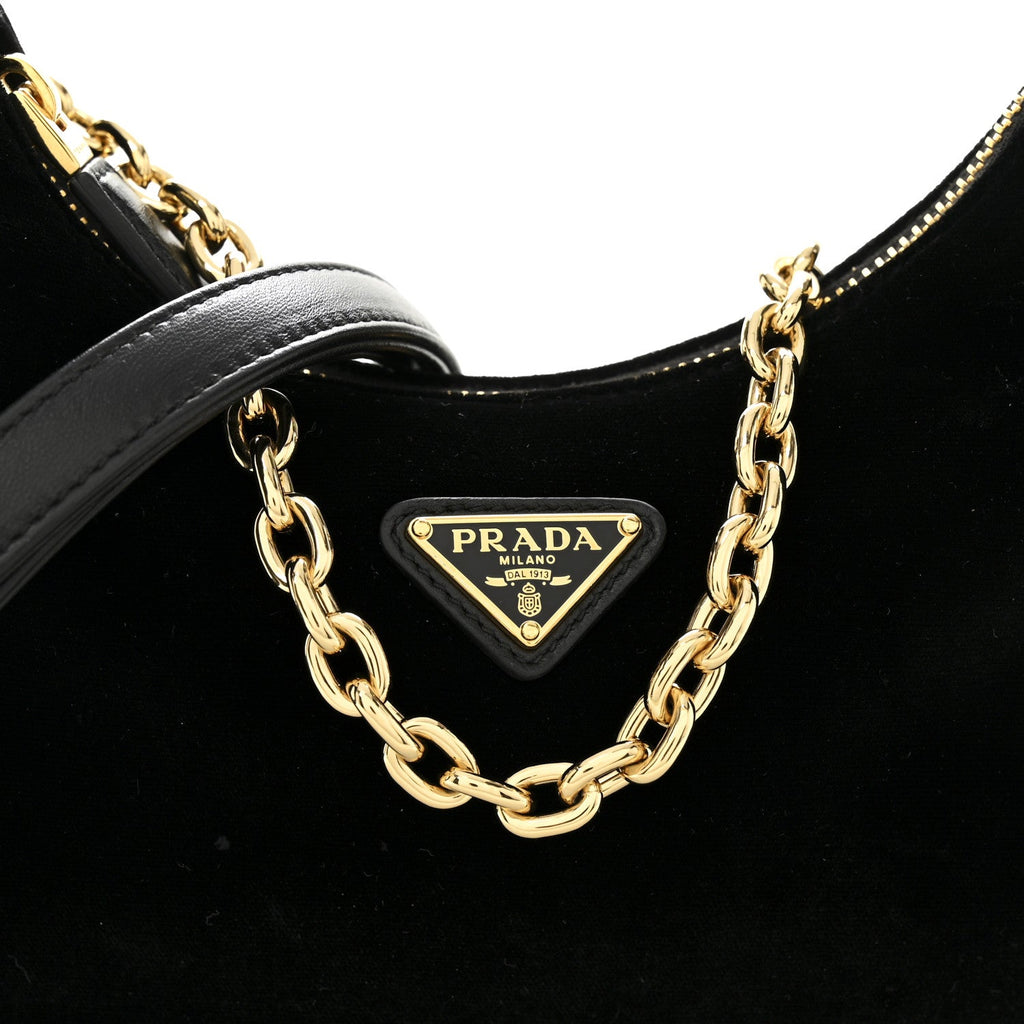 Velvet Nappa Mini Re-Edition Shoulder Bag Black
