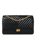 Aged Calfskin Chevron Quilted 2.55 Reissue 226 Flap  Black