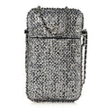 Tweed Sequin Chain Around Phone Holder Silver Black