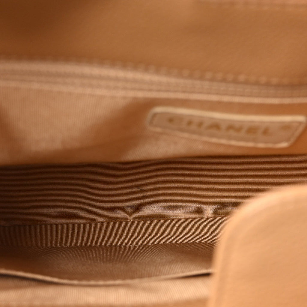 Caviar Quilted Petit Shopping Tote PST Dark Beige