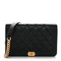 Caviar Quilted Boy Wallet On Chain WOC Black