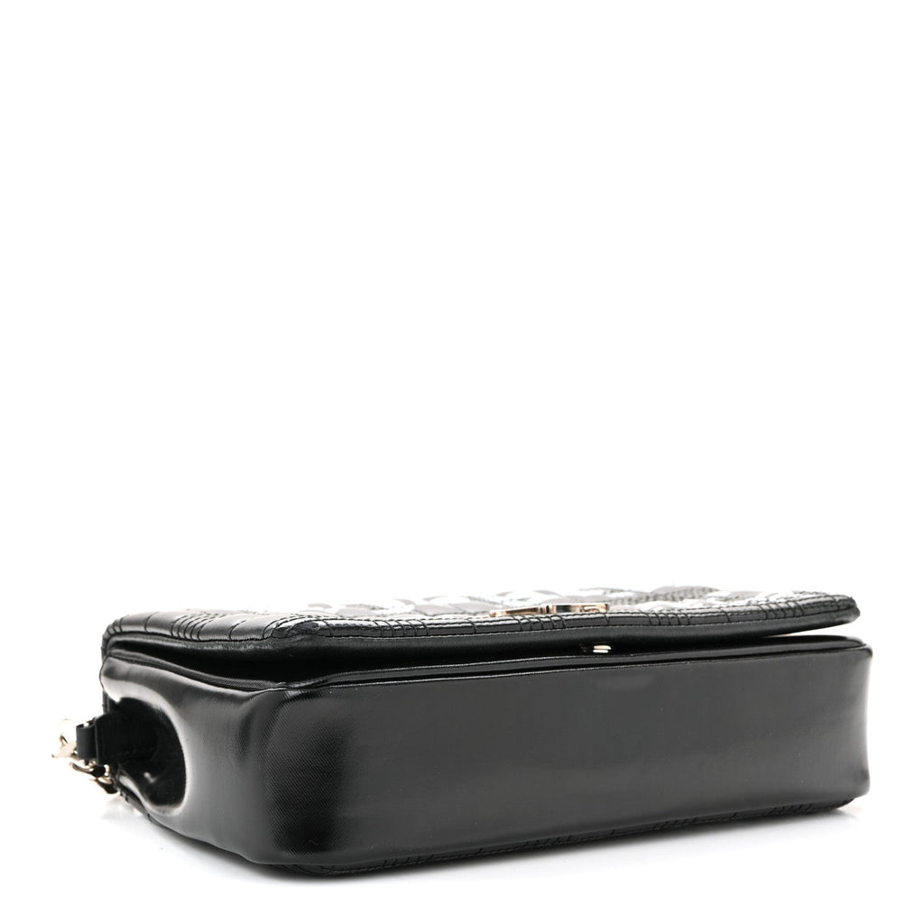 Patent Quilted Horseferry Print Small Lola Bag Black