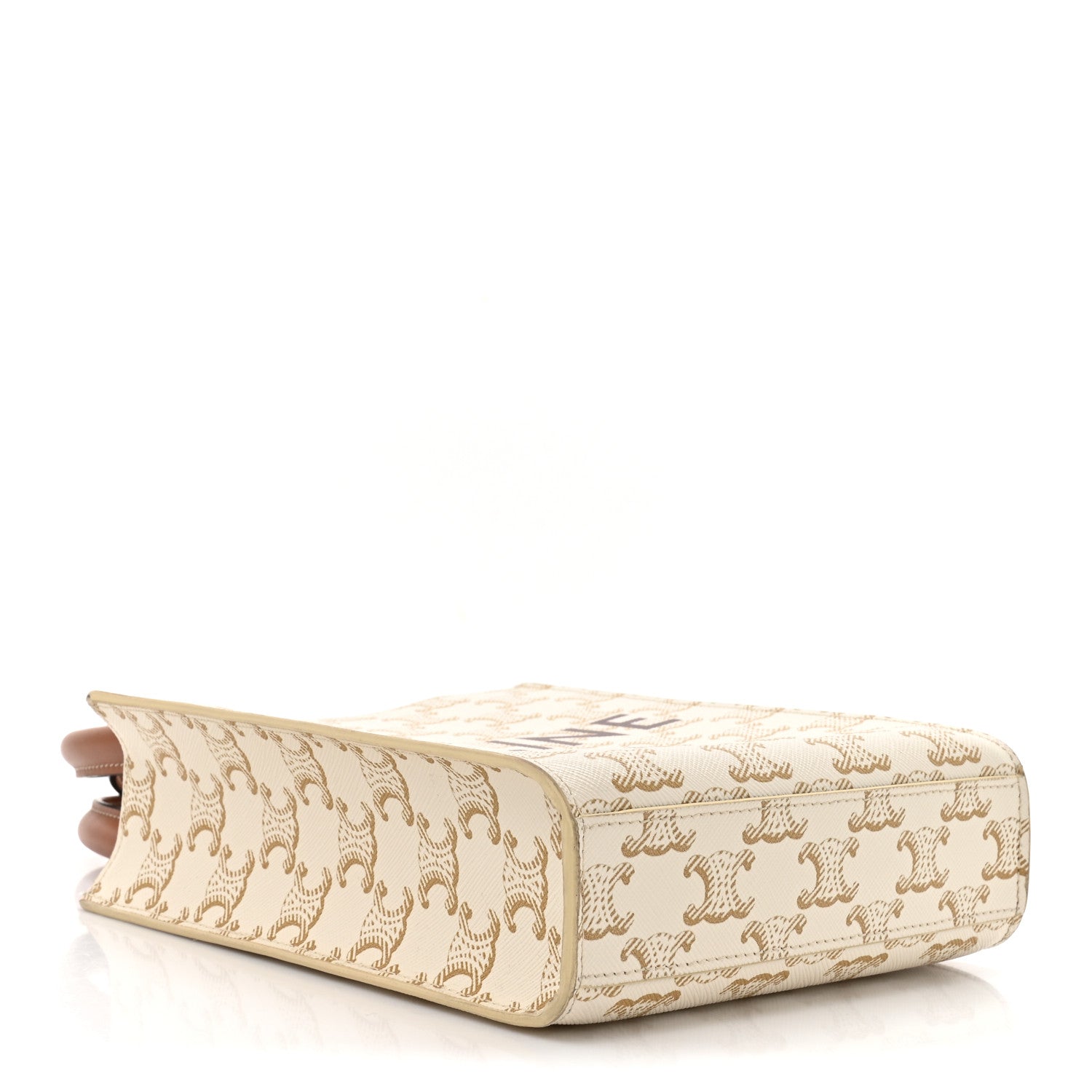 Triomphe Canvas Calfskin Mini Vertical Cabas White