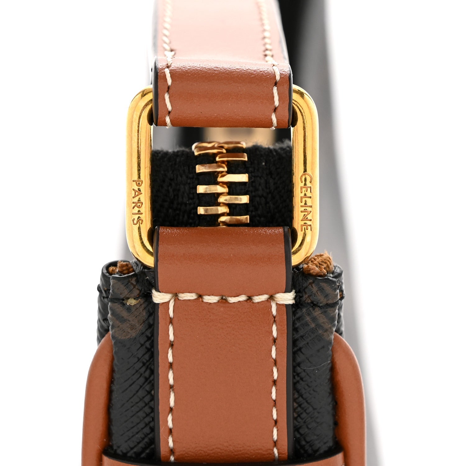 Canvas Calfskin Mini Ava Triomphe Shoulder Bag Tan