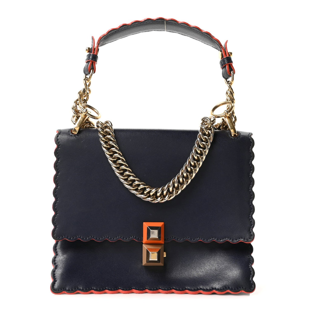 Vitello Liberty Scalloped Studded Small Kan I Shoulder Bag Blueberry