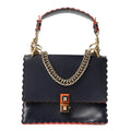 Vitello Liberty Scalloped Studded Small Kan I Shoulder Bag Blueberry