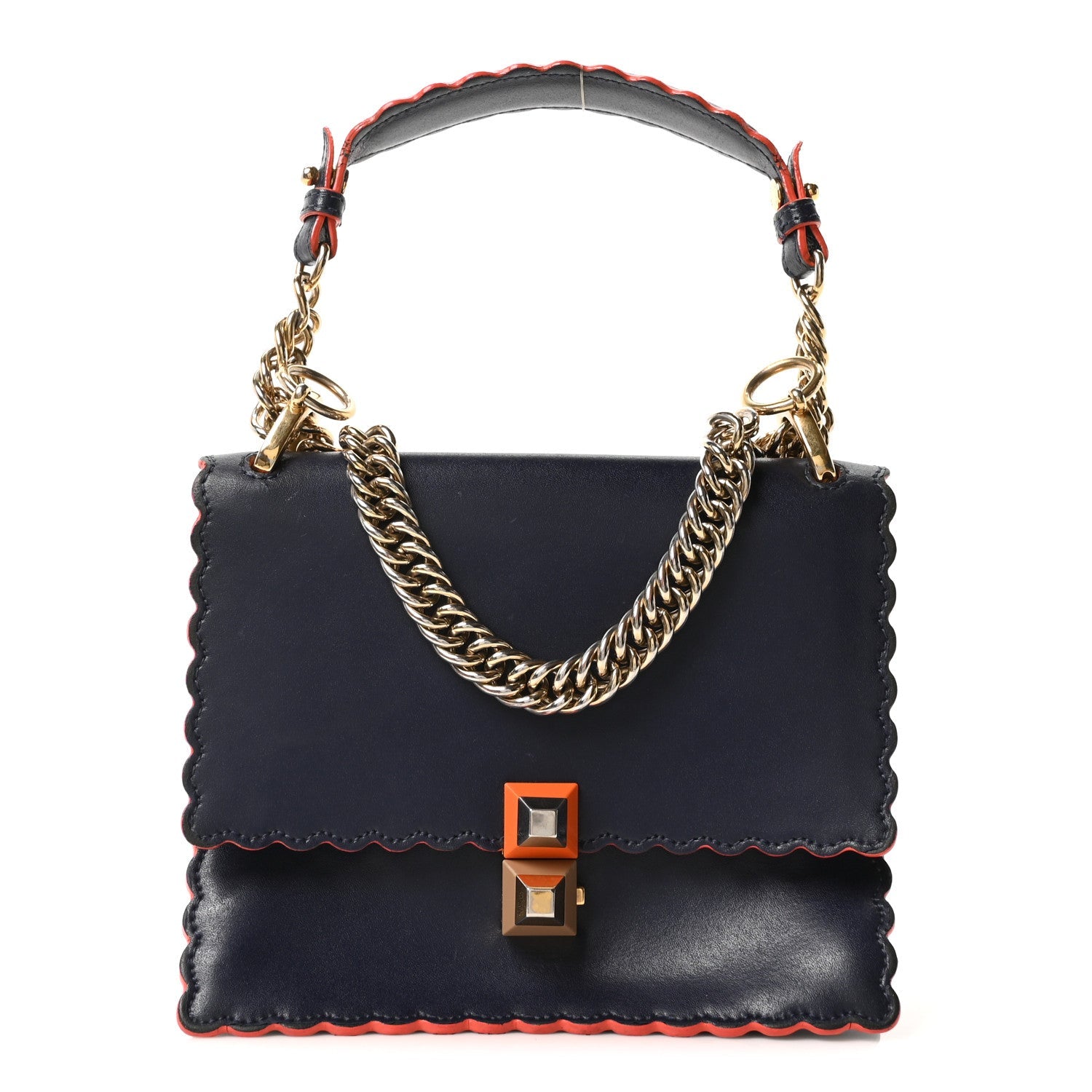 Vitello Liberty Scalloped Studded Small Kan I Shoulder Bag Blueberry