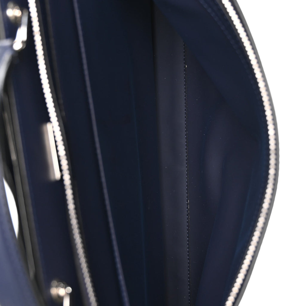 Calfskin Embossed Large Peekaboo Iconic Fit Satchel Blueberry