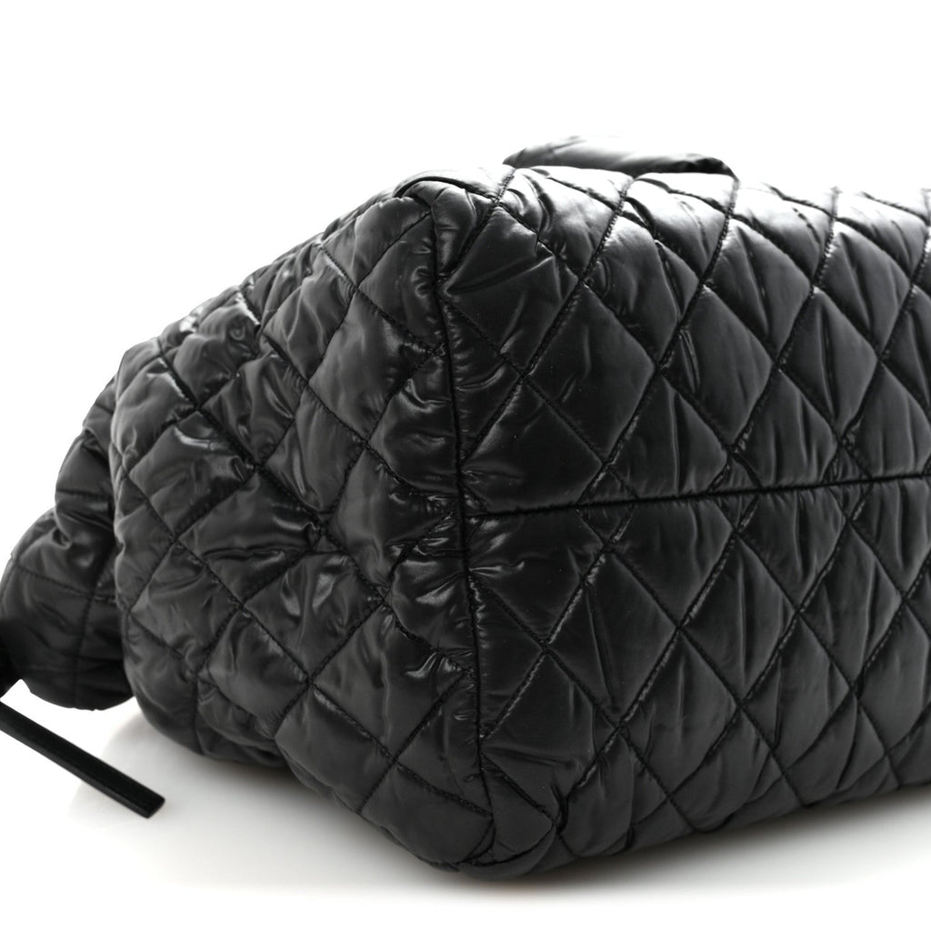Nylon Quilted Medium Coco Cocoon Tote Black