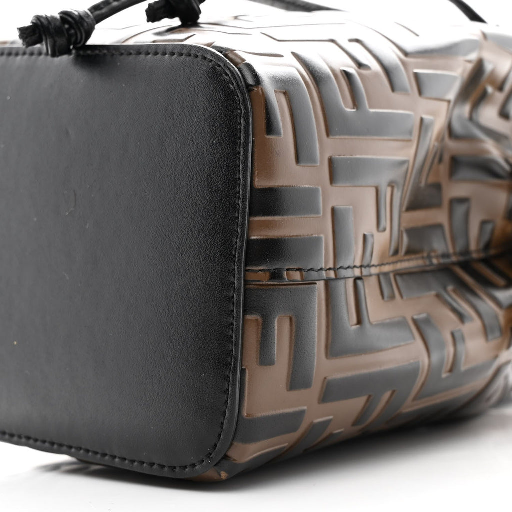 Vitello Liberty F is Fendi Bi-Color FF 1974 Embossed Mini Mon Tresor Bucket Bag Maya Black