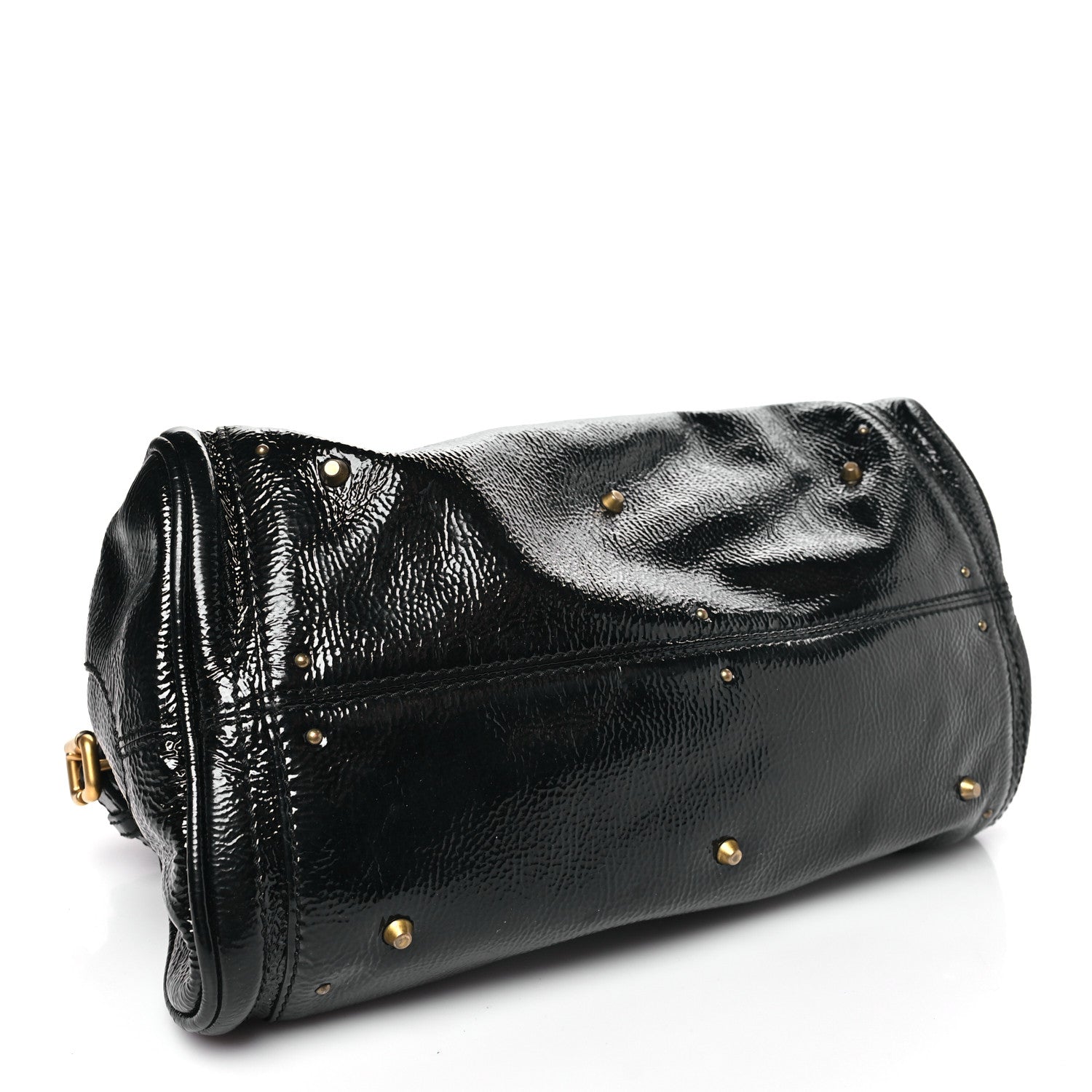Crinkled Patent Medium Paddington Satchel Black