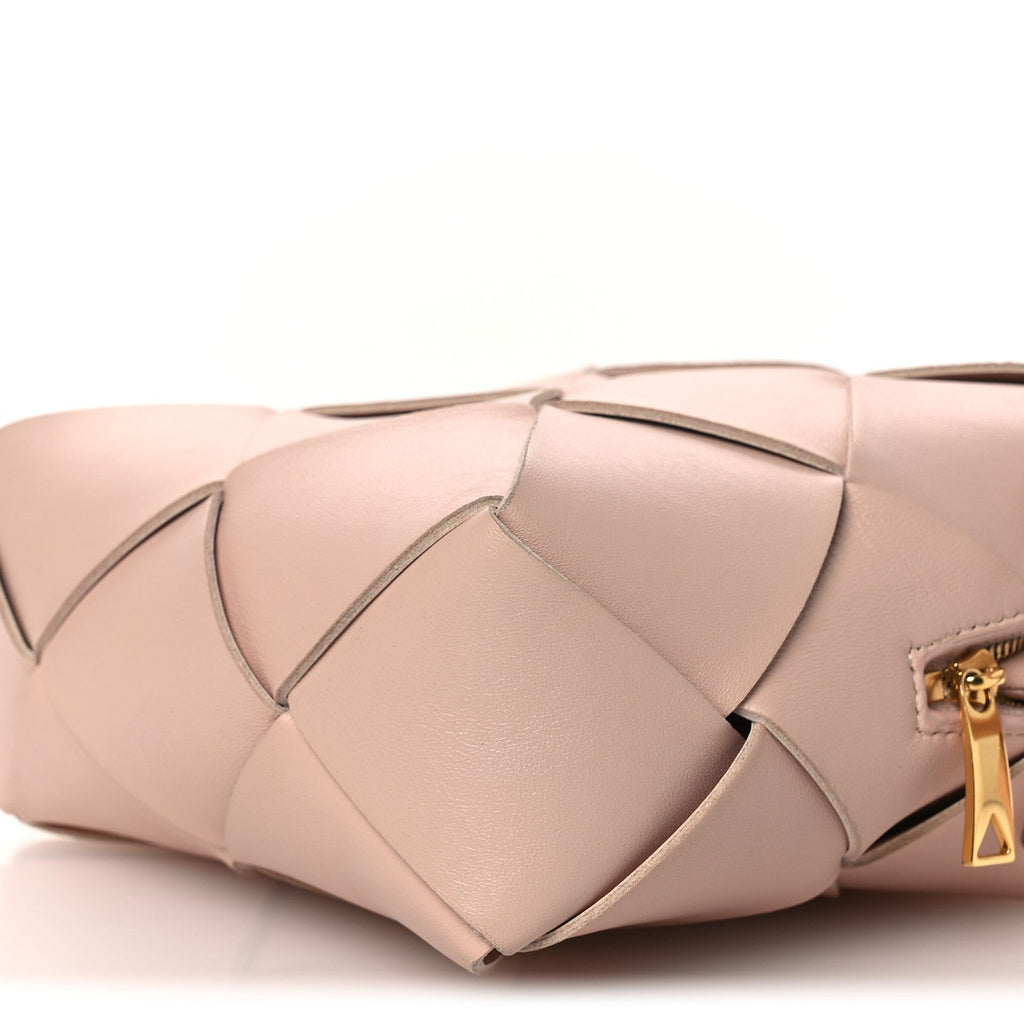 Lambskin Maxi Intrecciato Mini Cassette Camera Bag Macaroon
