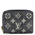 Denim Effect Lambskin Embossed Monogram Lou Coussin Wallet Navy