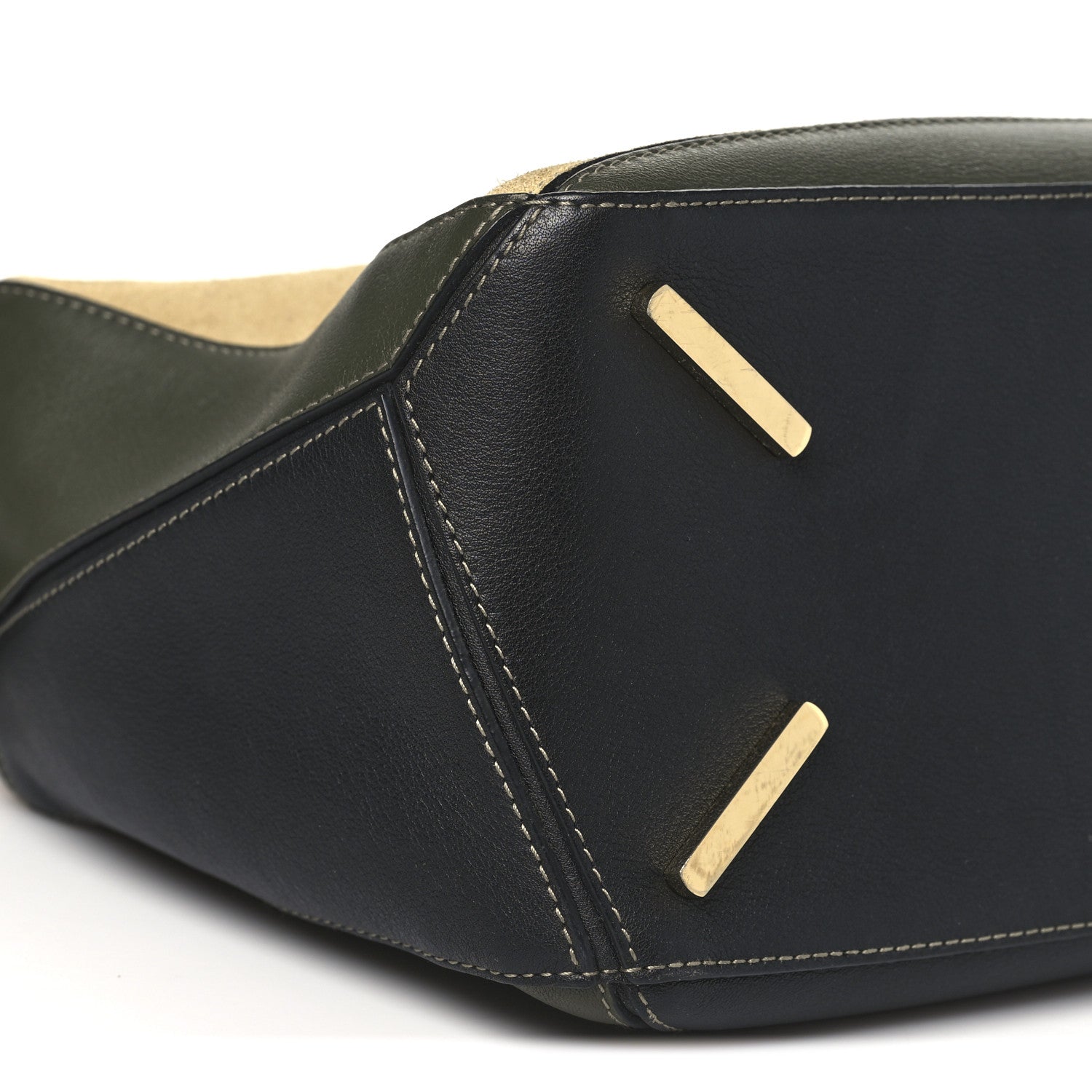Calfskin Suede Medium Puzzle Bag Gold Avocado Green