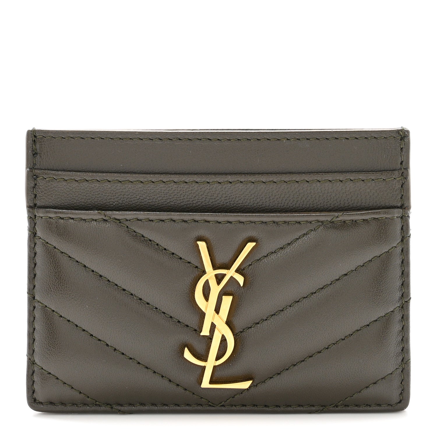 Lambskin Matelasse Chevron Monogram Credit  Case Light Musk