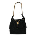 Suede Quilted Medium Chanel 25 Handbag Black