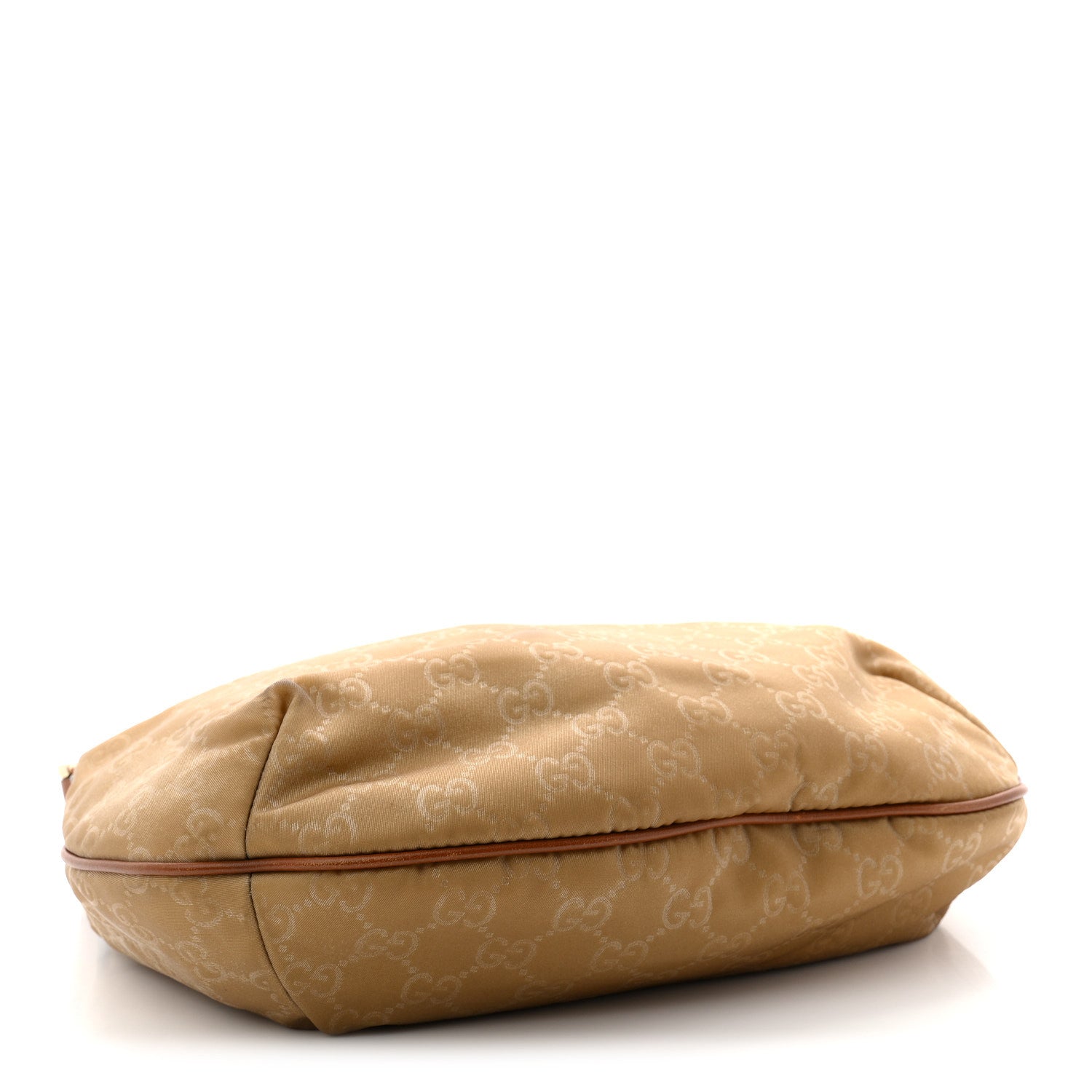 Nylon Monogram Web Medium Half Moon Hobo  Beige
