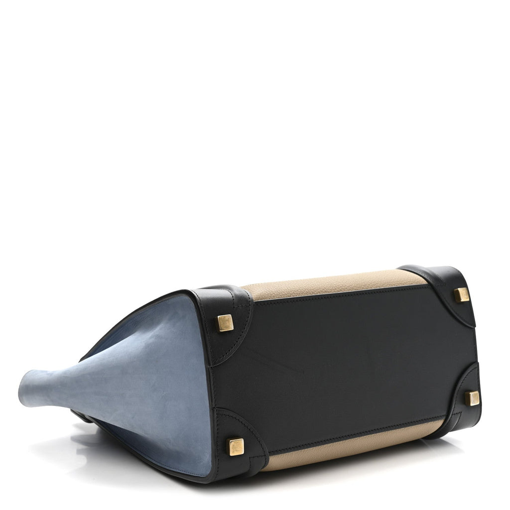 Baby Grained Calfskin Nubuck Micro Tri-Color Luggage Medium Blue