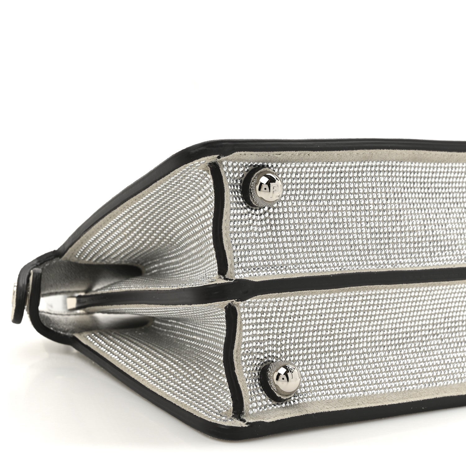 Crystal Vitello Laminato FF Petite Peekaboo I SEE U Satchel Crystal Argento