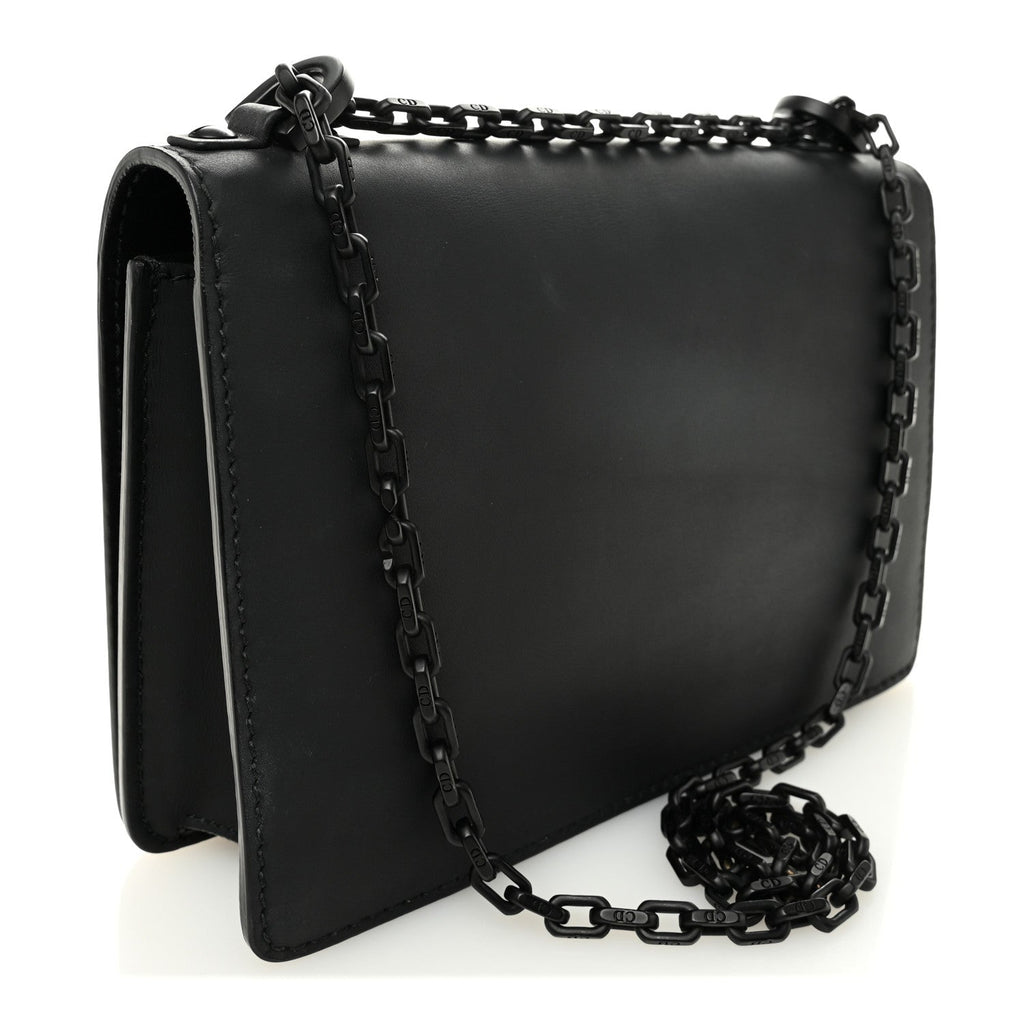 Ultra Matte Calfskin J'Adior Chain Flap Bag Black