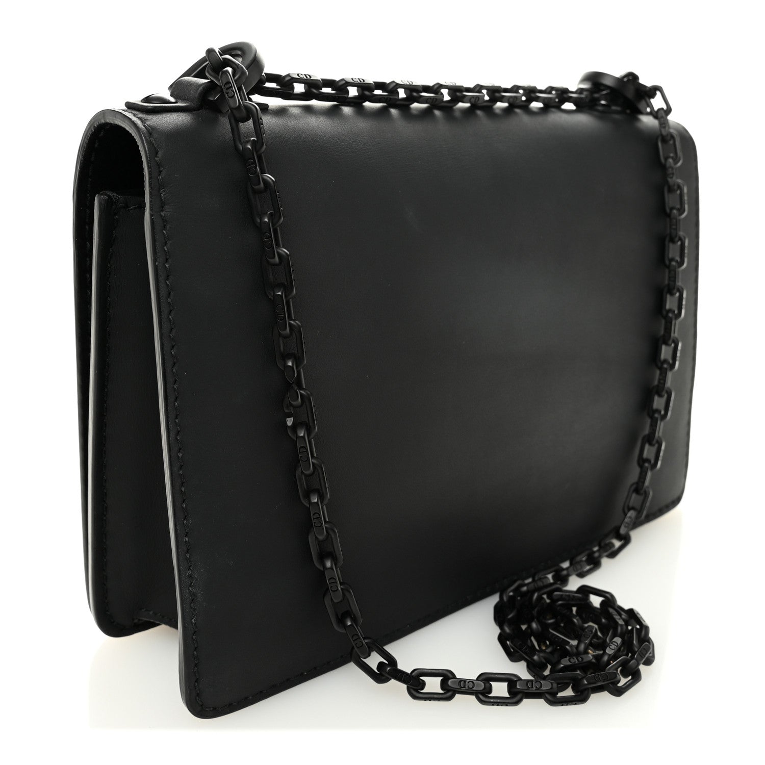 Ultra Matte Calfskin J'Adior Chain Flap Bag Black