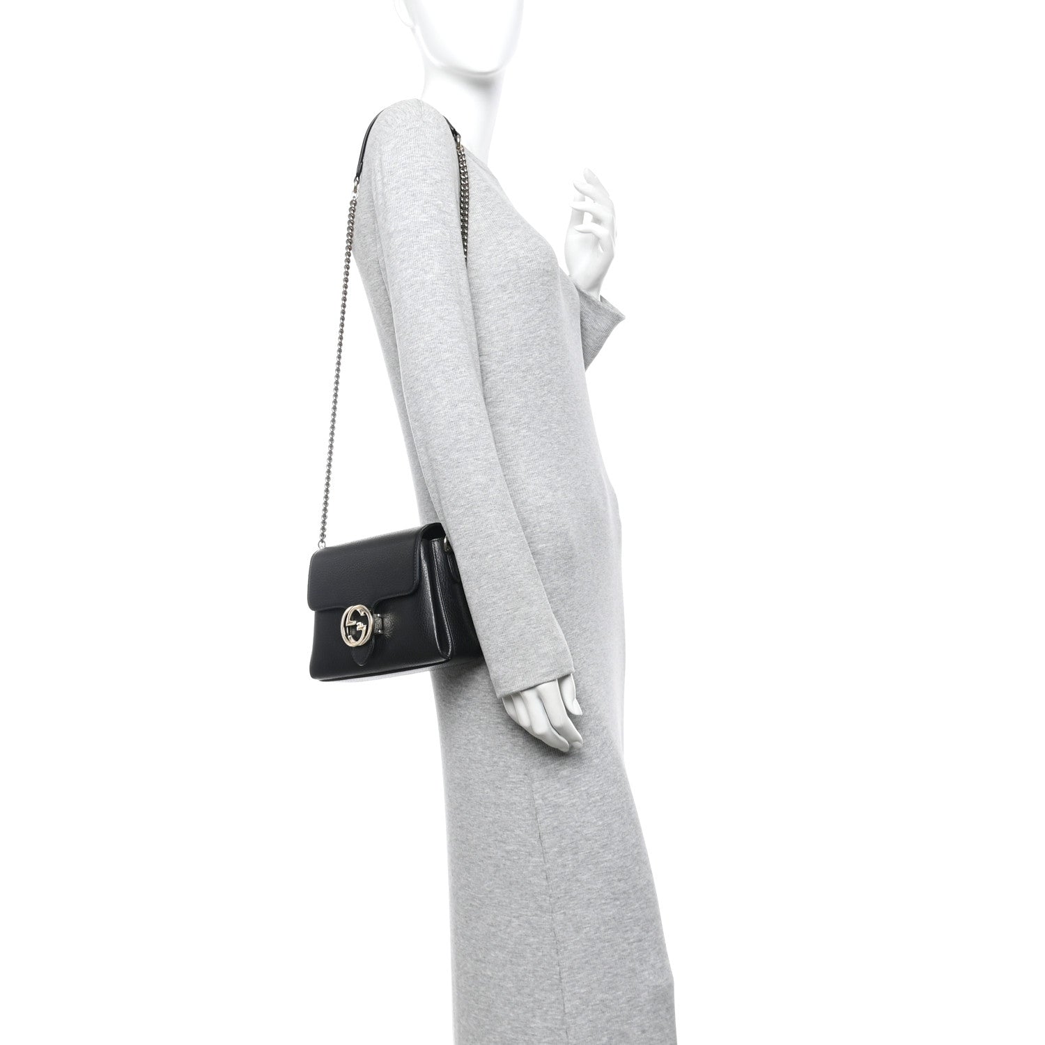 Dollar Calfskin Interlocking G Crossbody Bag Black