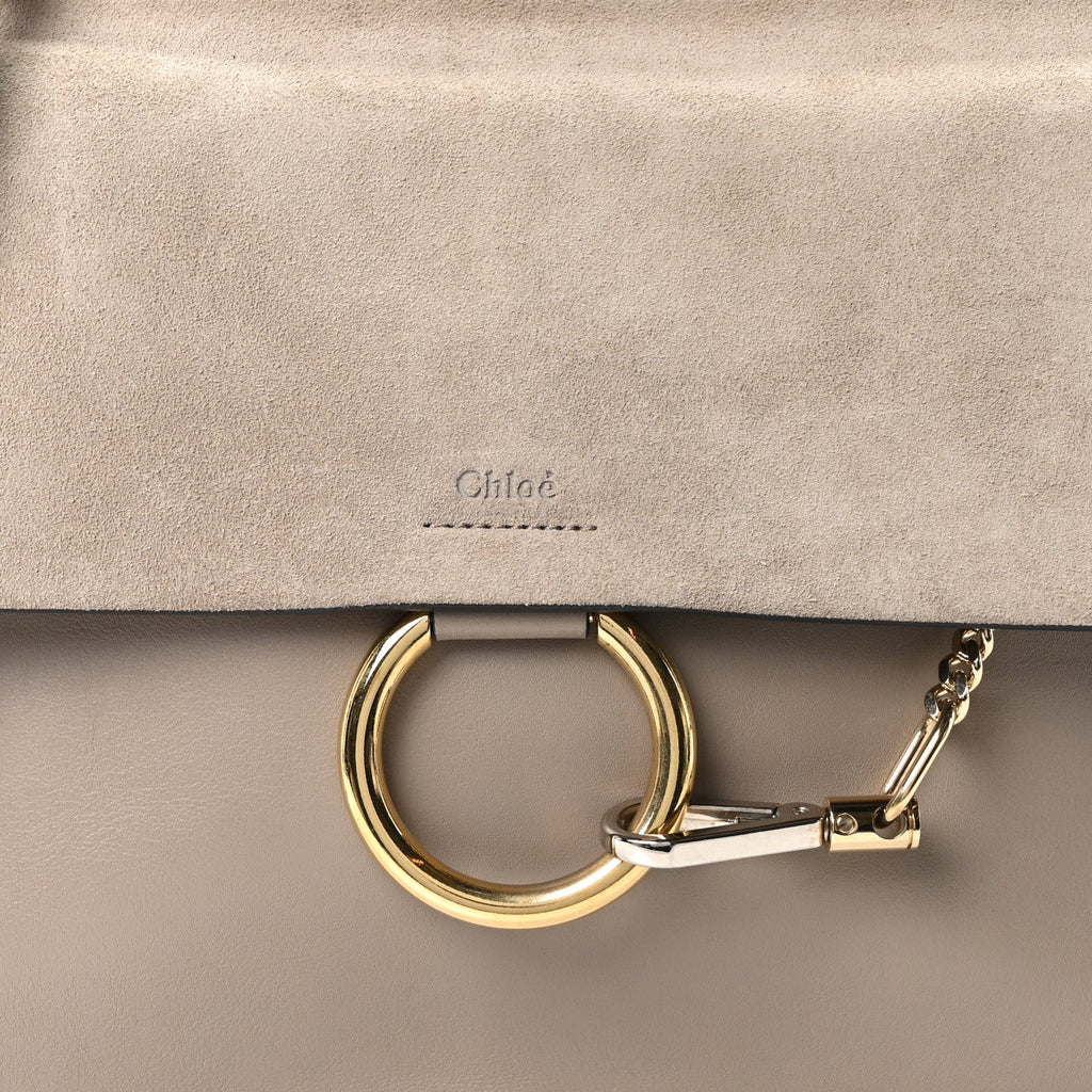 Calfskin Suede Medium Faye Shoulder Bag Motty Grey