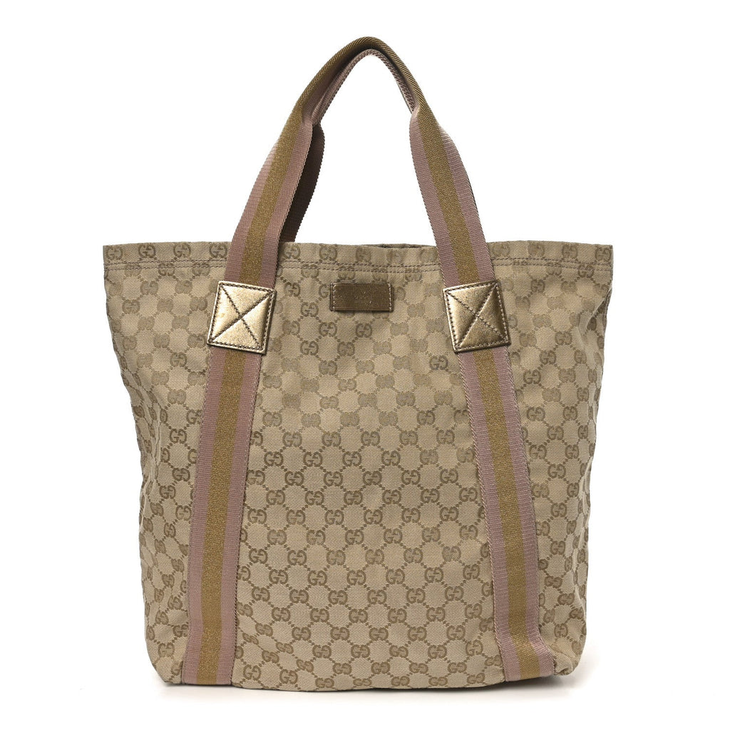 GG Monogram Medium Web Handle Vertical Tote Pink Gold