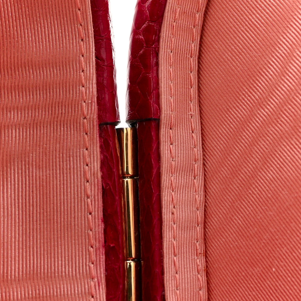 Snakeskin Broadway Mini Heart Top Handle Bag Rasberry Candy