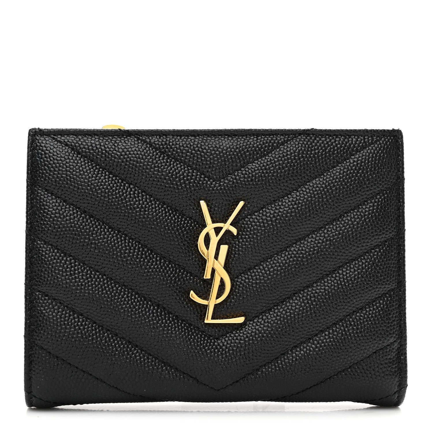 Grain De Poudre Matelasse Chevron Monogram Zipped  Case Black