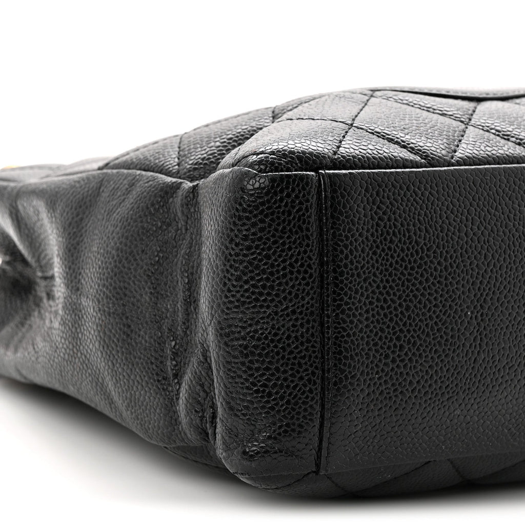 Caviar Quilted Petit Shopping Tote PST Black