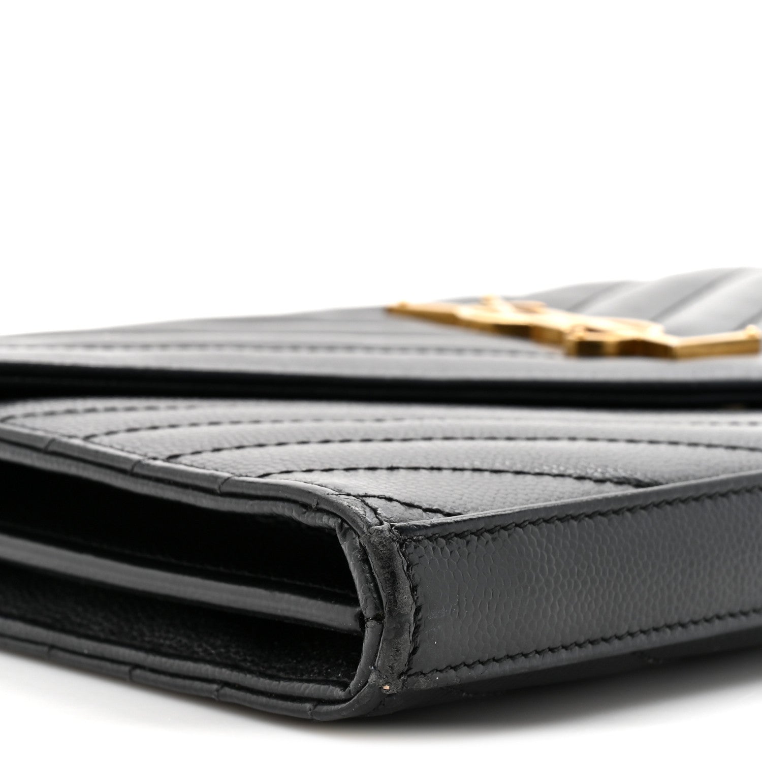 Grain De Poudre Matelasse Chevron Monogram Chain Wallet Black