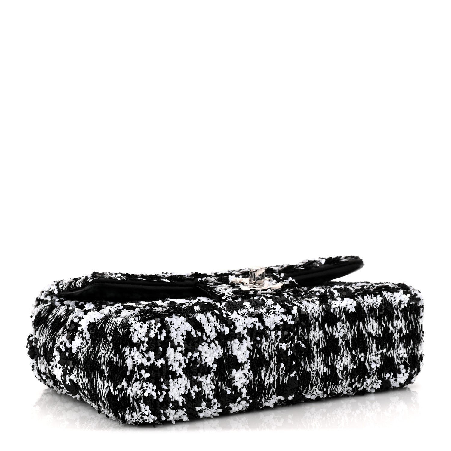 Sequin Houndstooth Small Flap Black White