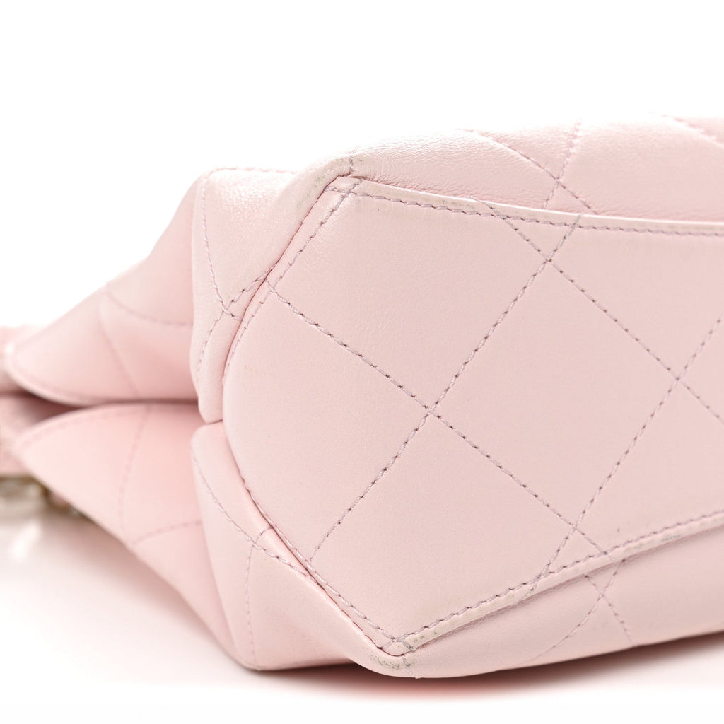 Shiny Lambskin Small Shopping Bag Light Pink