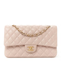 Lambskin Quilted Medium Double Flap Light Pink