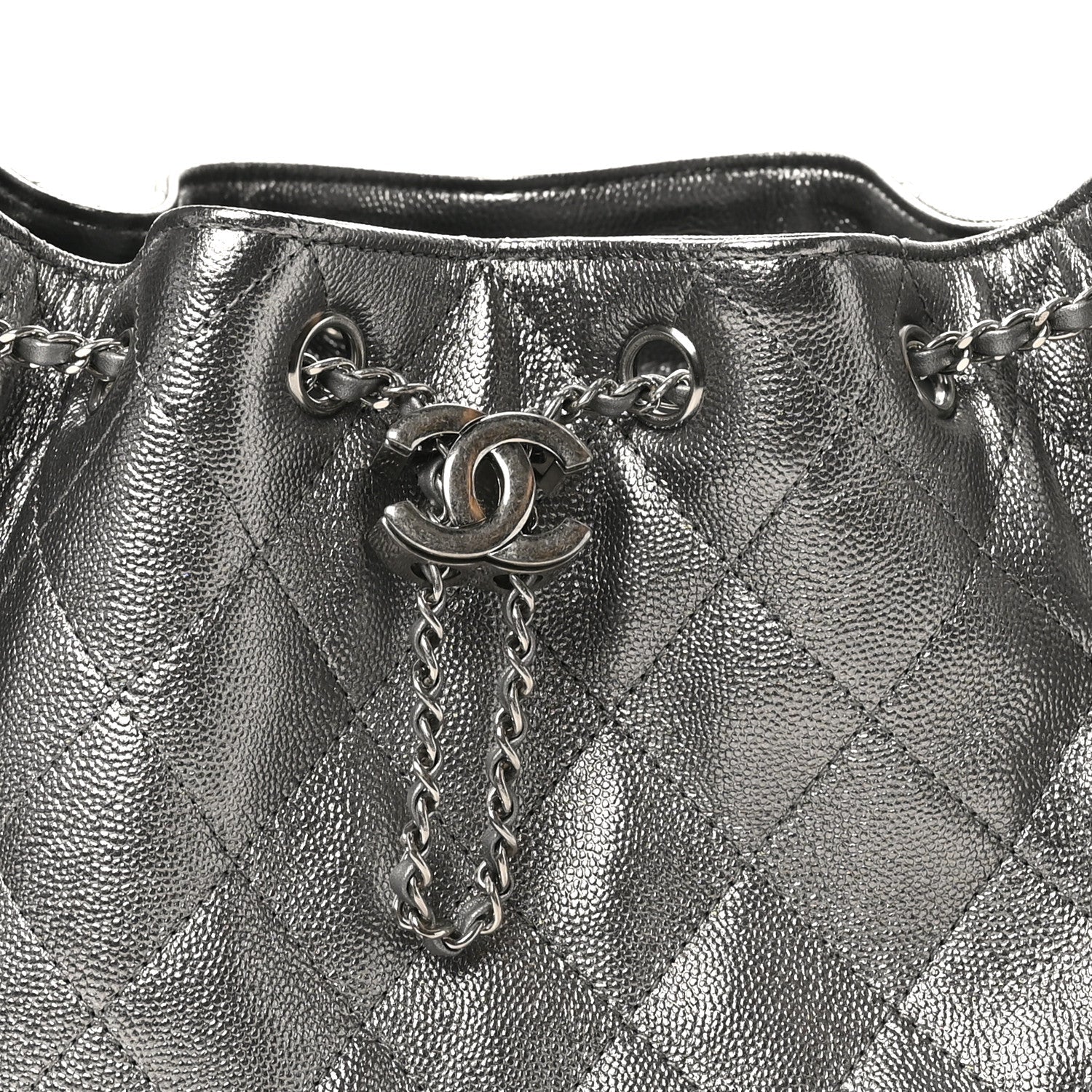 Metallic Caviar Quilted Small Chanel 25 Handbag Anthracite