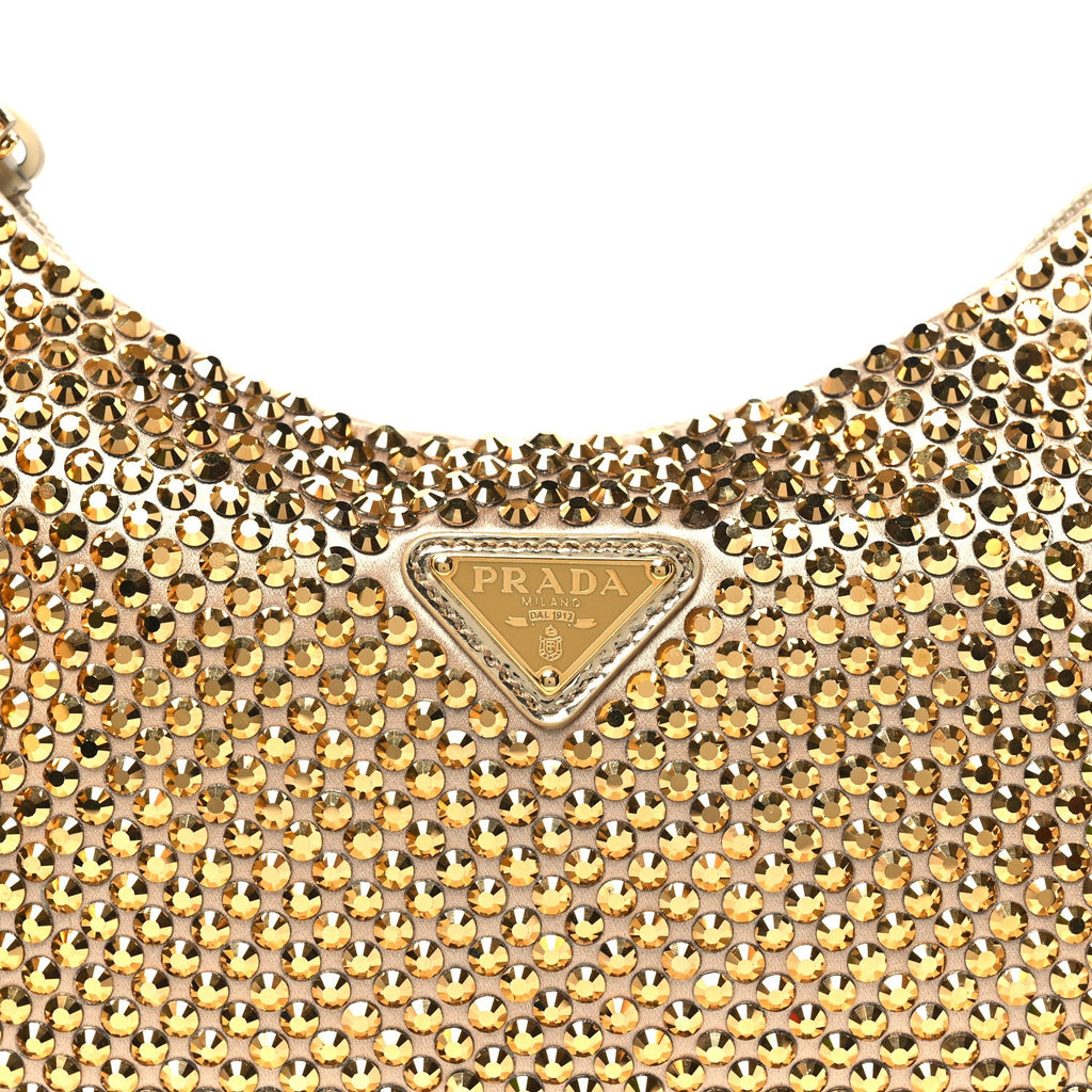 Satin Crystal Mini Re-Edition 2000 Bag Platino