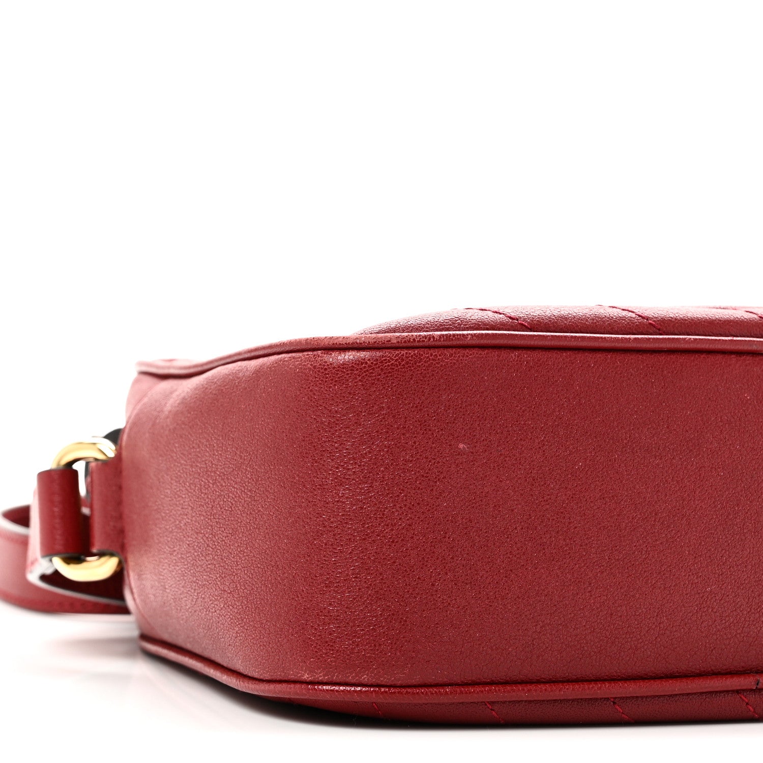 Sakai Be Green Calfskin Diagonal Stitched Small Blondie Shoulder Bag Rosso