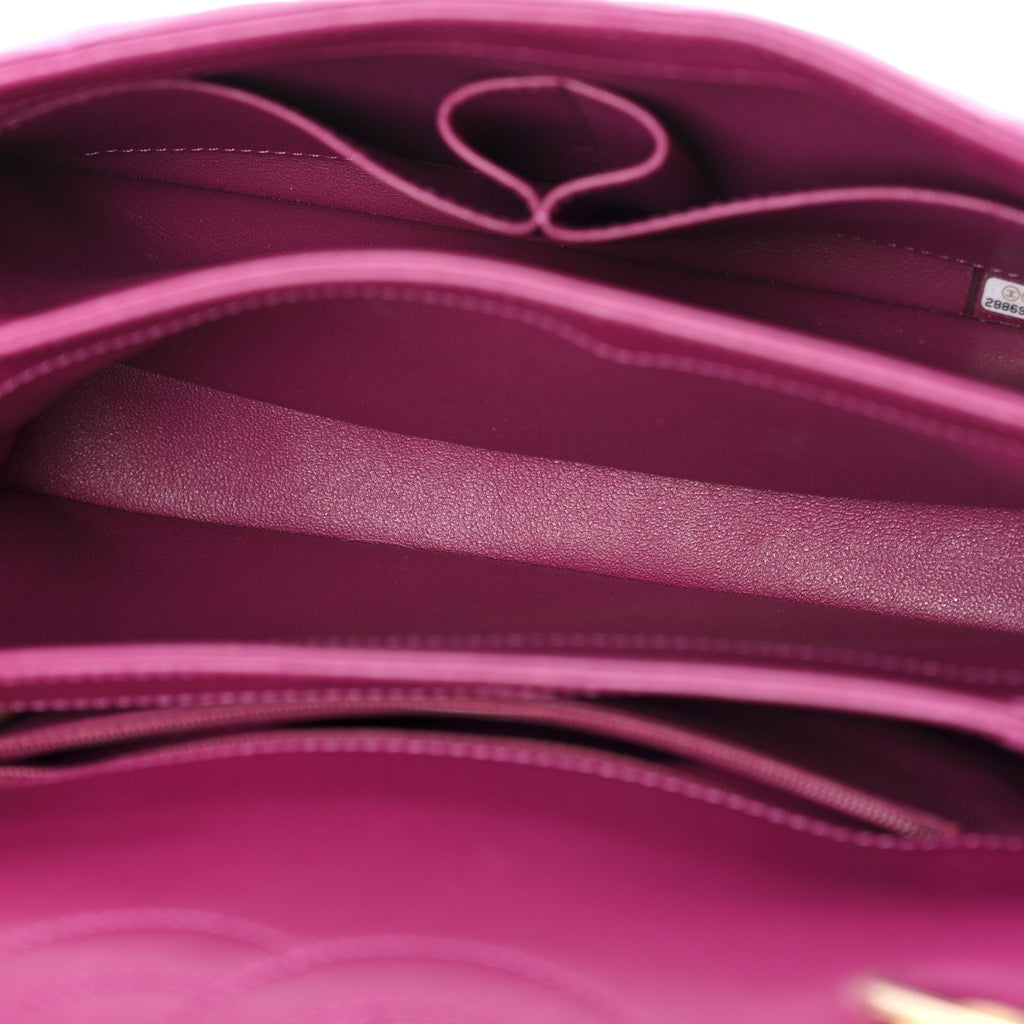 Lambskin Quilted Small Trendy CC Flap Dual Handle Bag Dark Pink