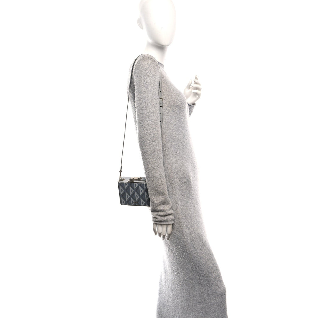 Coated Canvas CD Diamond Lock Mini Case  Gray