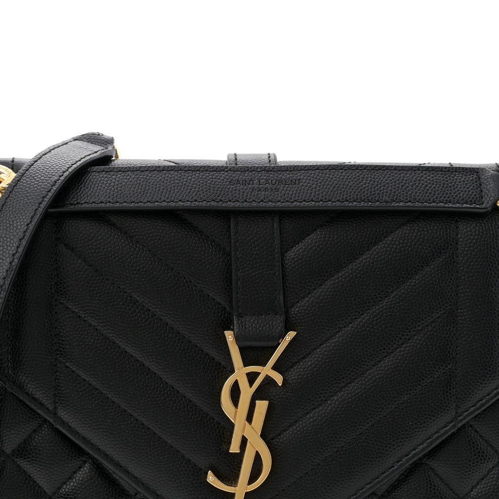 Grain De Poudre Textured Mixed Matelasse Triquilt Medium Monogram Satchel Black
