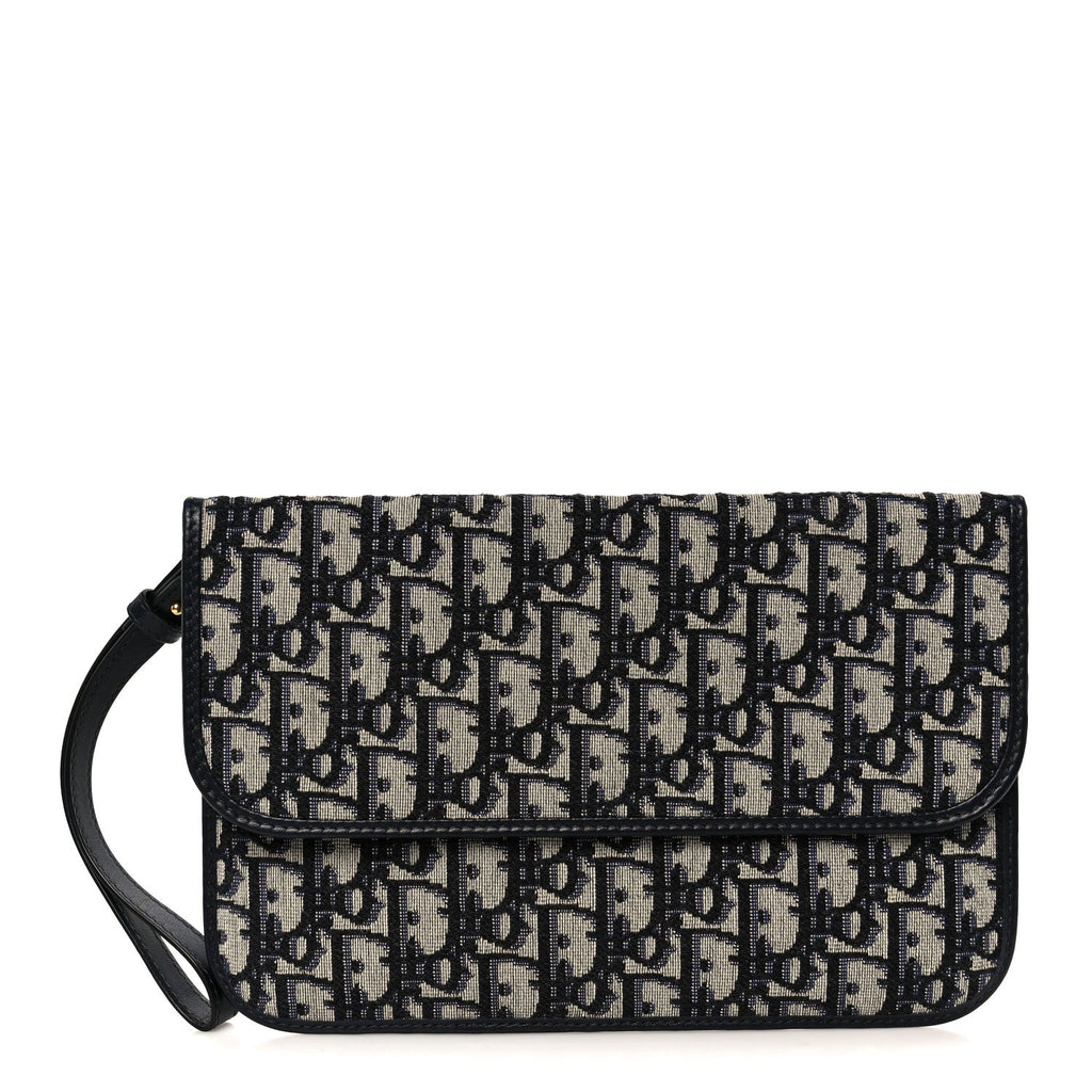 Oblique Flap Pouch Clutch Blue