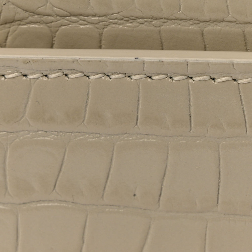 Calfskin Crocodile Embossed Monogram Sunset Chain Wallet Blanc Vintage