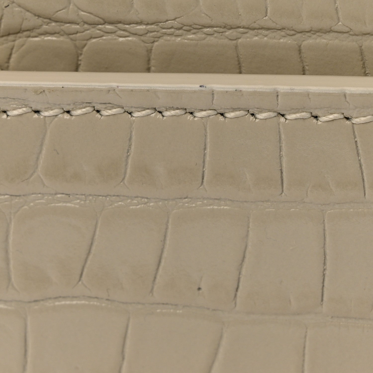 Calfskin Crocodile Embossed Monogram Sunset Chain Wallet Blanc Vintage