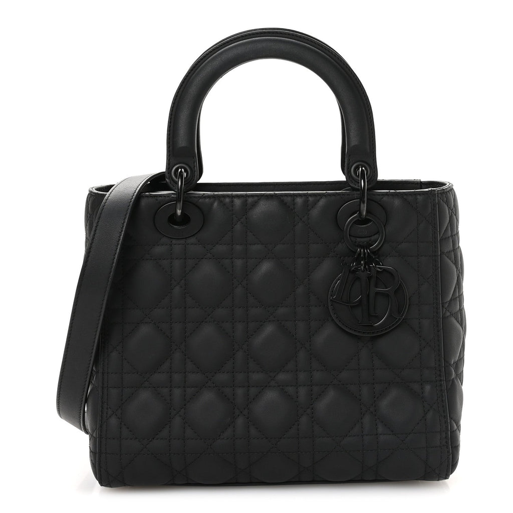 Ultra Matte Calfskin Cannage Medium Lady Dior Black