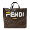X FILA Glazed Fabric FF 1974 Mania Shopping Tote Bag Mogano Panna White