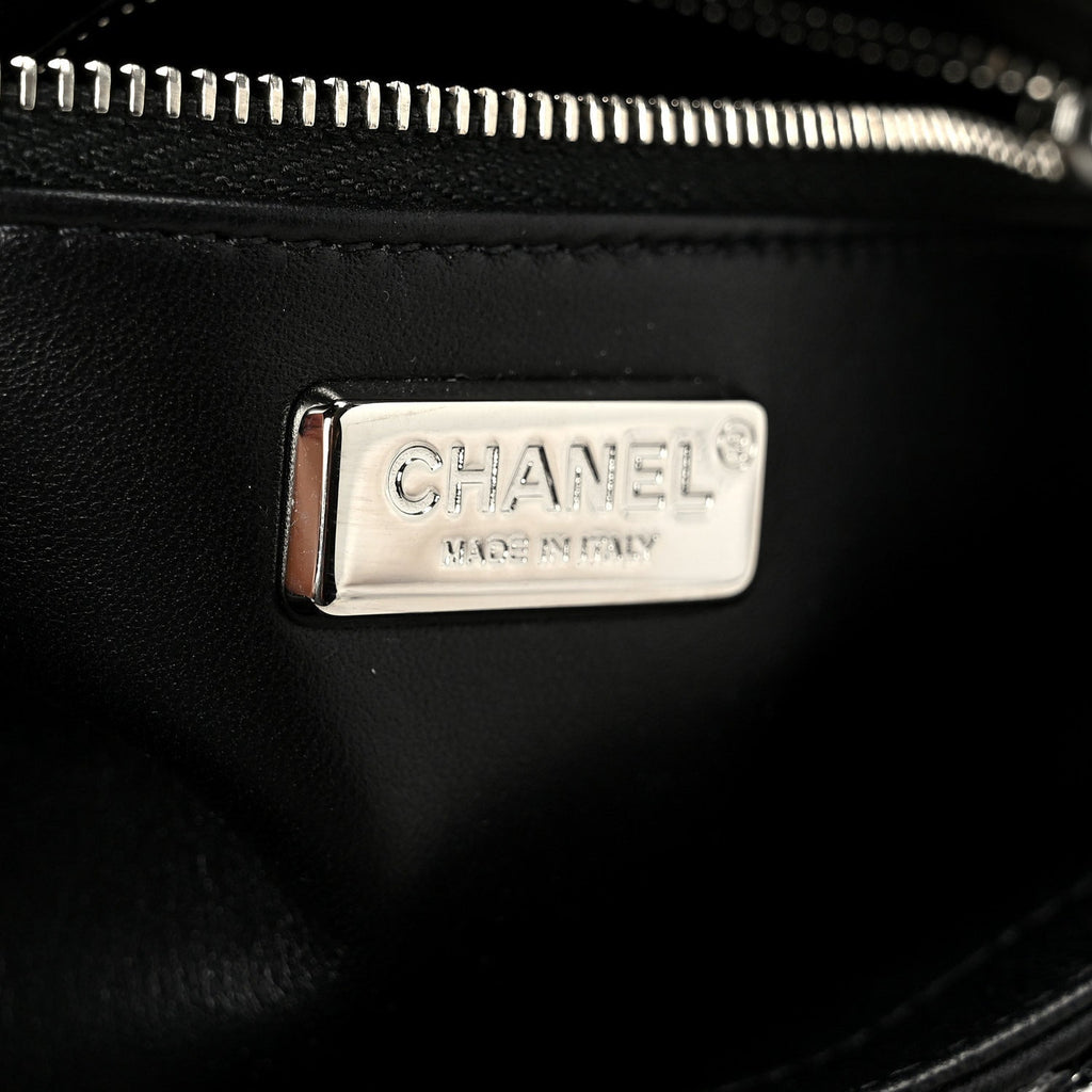 Sequin Quilted Small Single Flap Silver Black