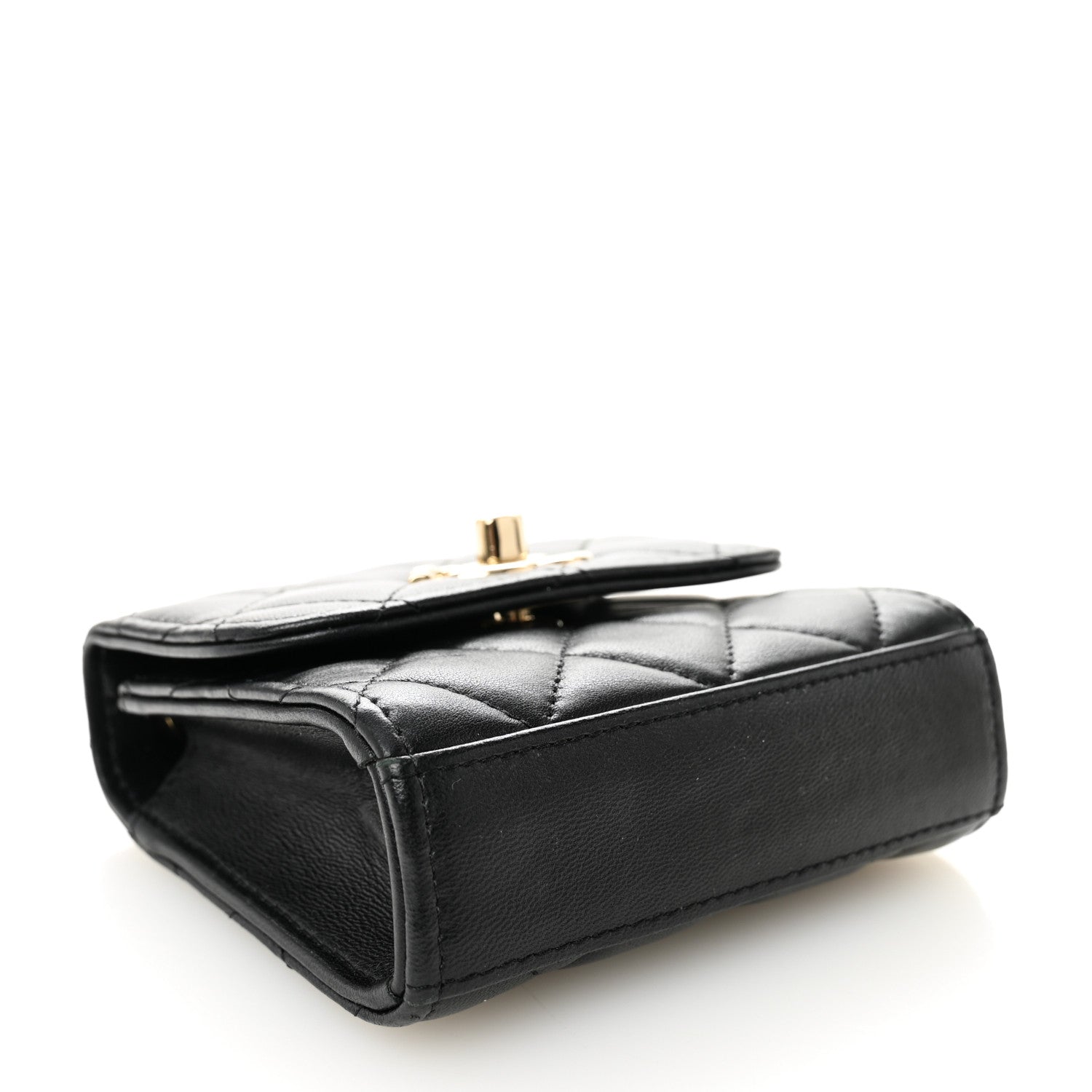 Lambskin Quilted Trendy CC  Holder On Chain Black
