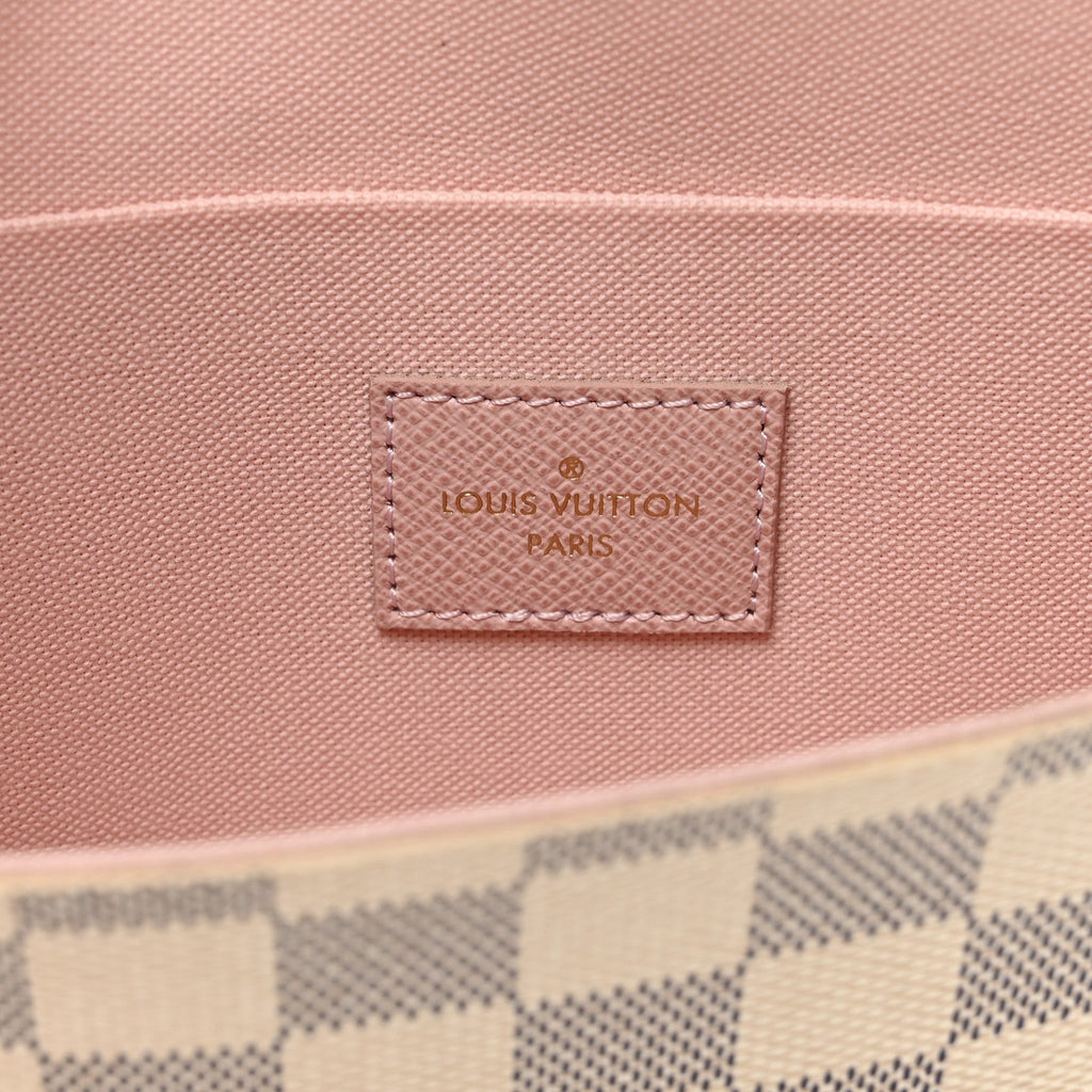 Damier Azur Pochette Felicie Chain Wallet Rose Ballerine
