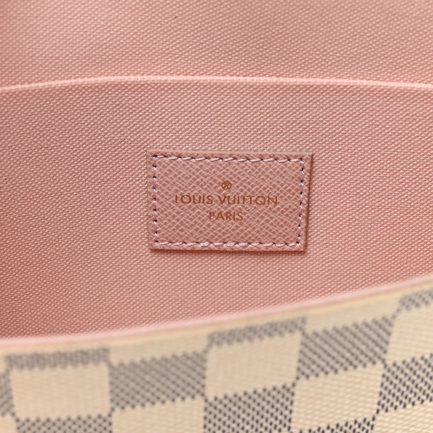 Damier Azur Pochette Felicie Chain Wallet Rose Ballerine